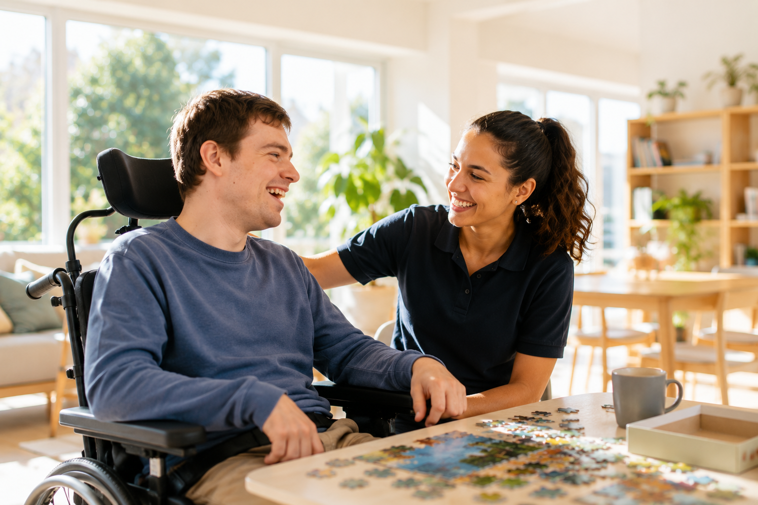 Support worker with NDIS participant