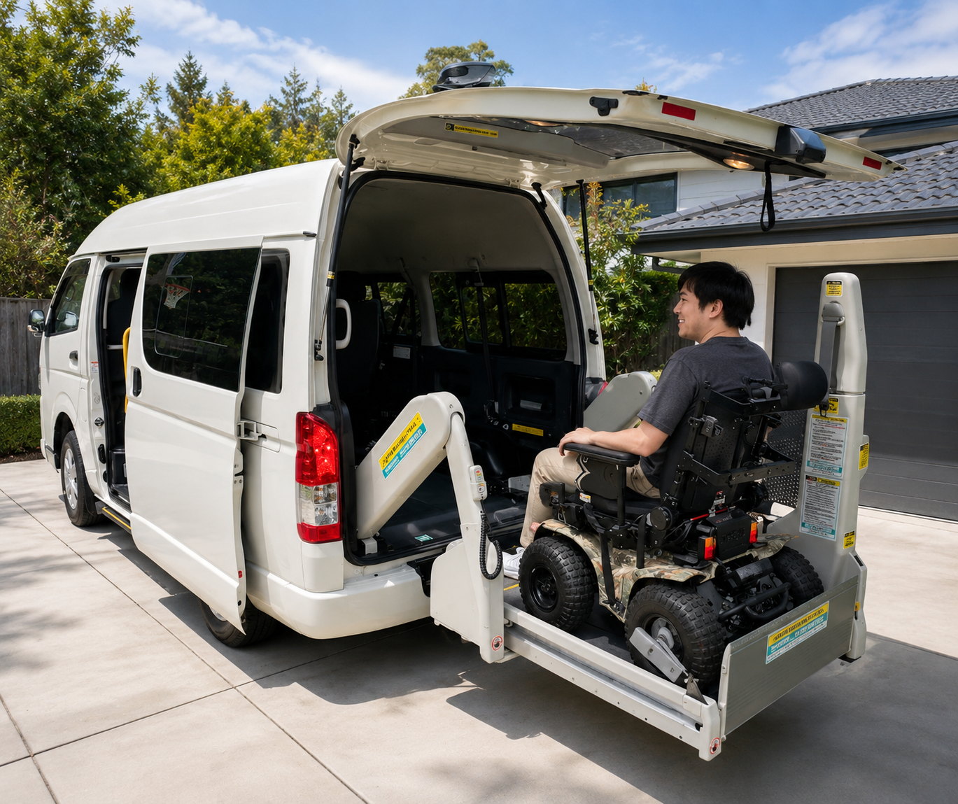 Wheelchair lift boarding accessible van